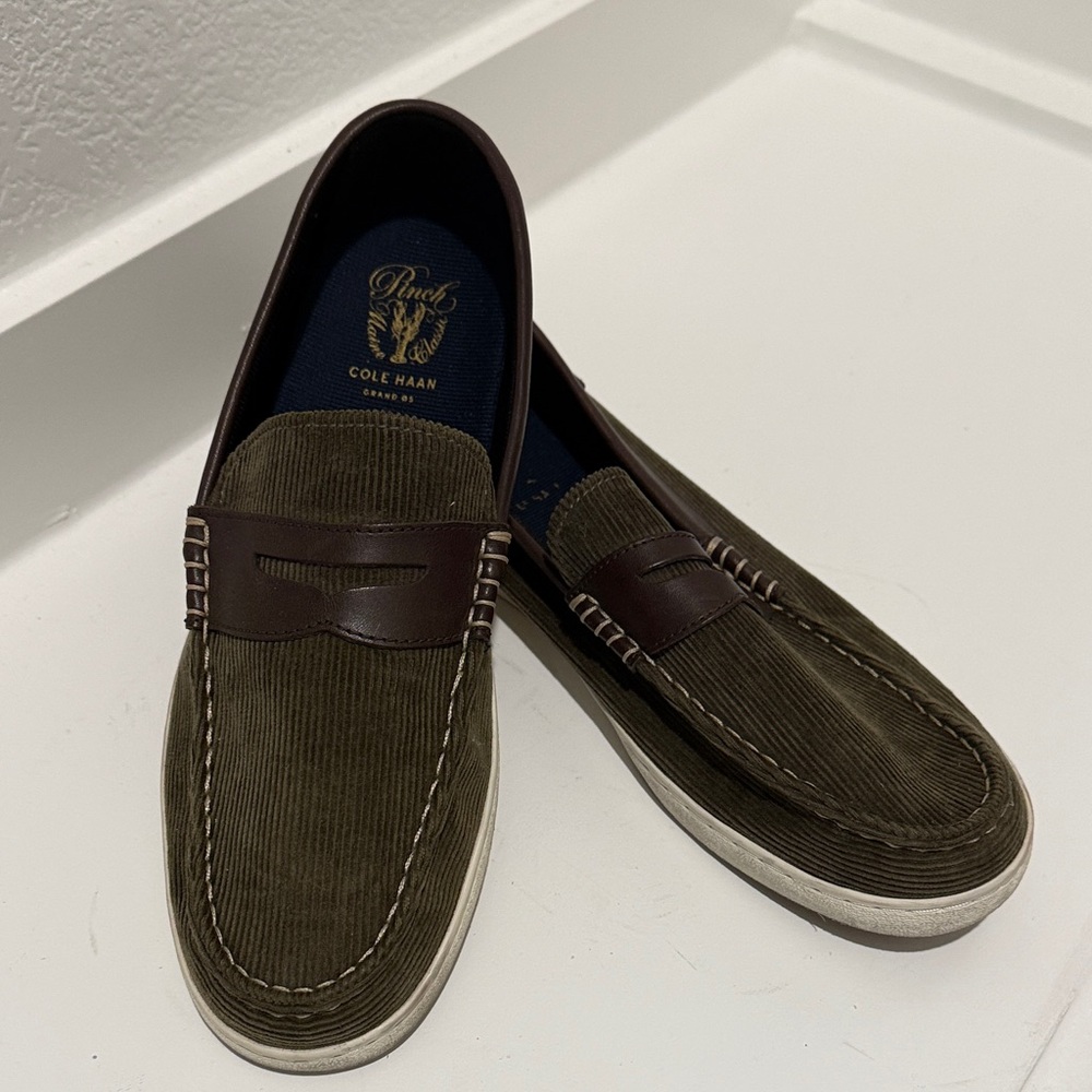 Cole Haan Men's Olive and Brown Slip-On Loafers